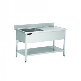 PLONGE INOX 1200X700X950 MM 1 BAC AVEC ÉGOUTTOIR A DROITE