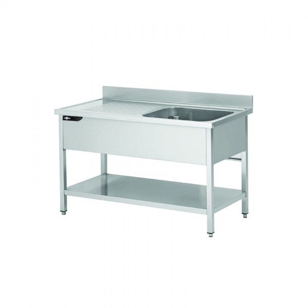 PLONGE INOX 1200X700X950 MM 1 BAC AVEC ÉGOUTTOIR A GAUCHE