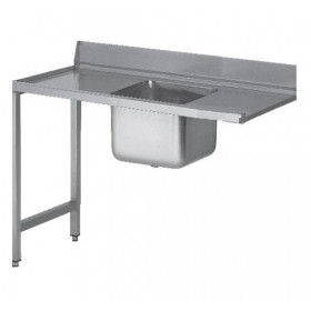 Tables inox de lave-vaisselle avec bac à gauche - 1600 mm