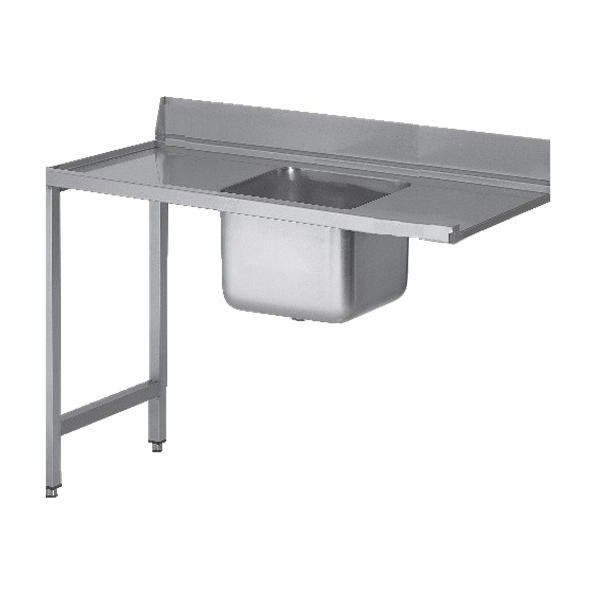 Tables inox de lave-vaisselle avec bac - 1600 mm