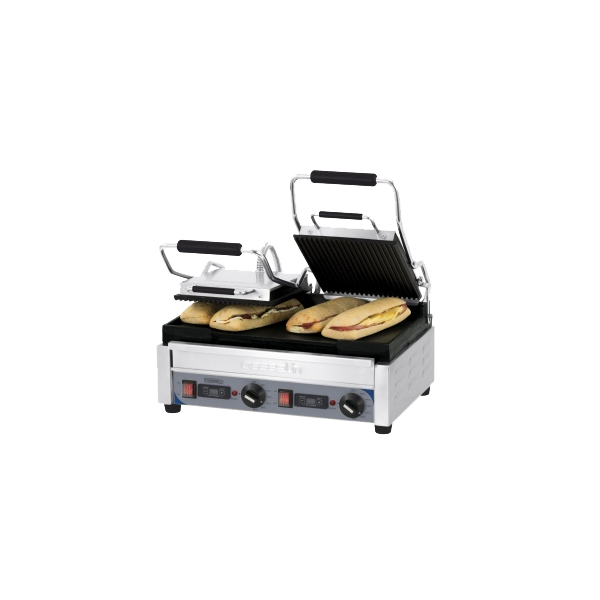 GRILL PANINI PROFESSIONNEL DOUBLE - RAINUREE LISSE