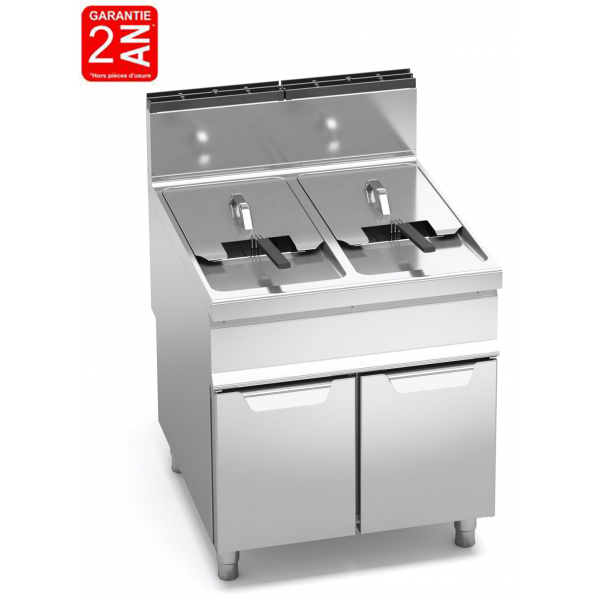 Friteuse gaz avec 1 ou 2 cuves de 18 litres sur armoire