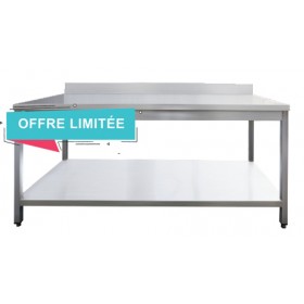 Table inox adossée 1400x700x950 mm avec étagère