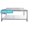 Table inox adossée 1400x700x950 mm avec étagère