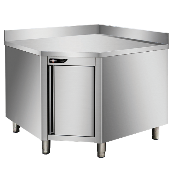 Meuble d'angle inox profondeur 700 mm adossé