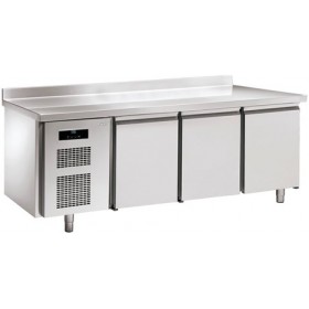 TABLE RÉFRIGÉRÉE PÂTISSIÈRE 3 PORTES INOX AVEC DOSSERET - 600x400 mm