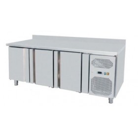 DESSERTE RÉFRIGÉRÉE PÂTISSIÈRE 3 PORTES PLAN DE TRAVAIL INOX AVEC DOSSERET - 600x400 mm