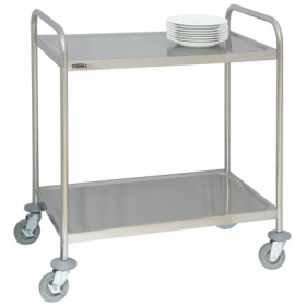 Chariot de service inox, 2 plateaux