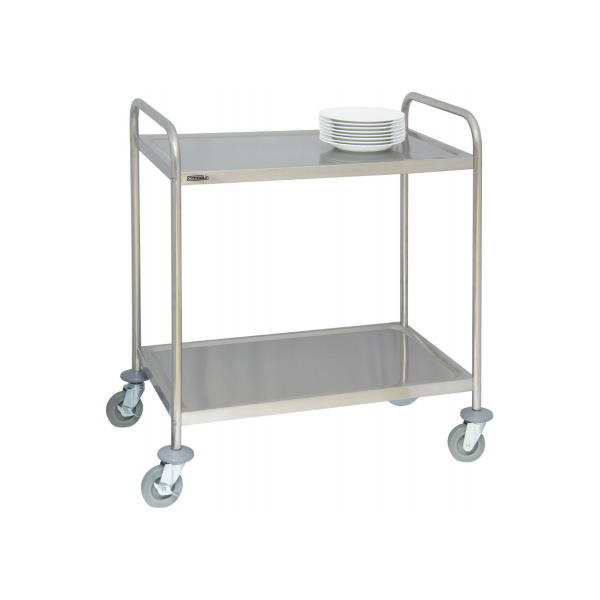 Chariot de service inox, 2 plateaux