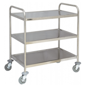 Chariot de service inox 3 plateaux