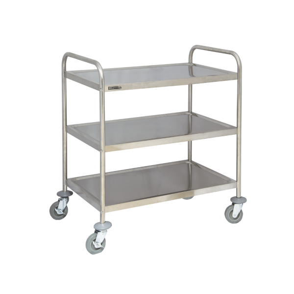 Chariot de service inox 3 plateaux