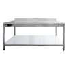 Table inox professionnelle adossée 800x700x850 mm avec étagère