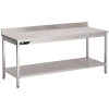 Table inox professionnelle adossée 1500x700x950 mm avec étagère