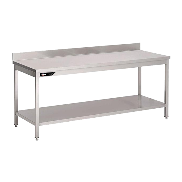 Table inox adossée 1800x700x950 mm avec étagère