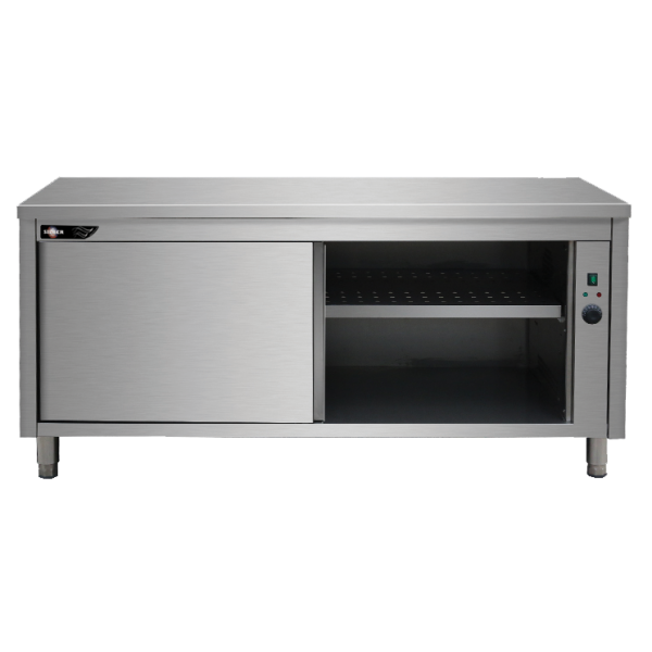 Meuble inox central chauffant 1200x700x850 mm avec portes