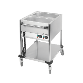 Chariot bain-marie professionnel 2 cuves GN1/1