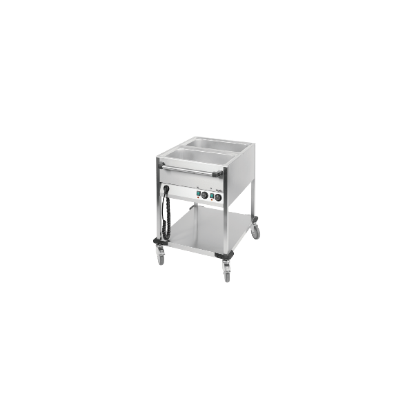 Chariot bain-marie professionnel 2 cuves GN1/1