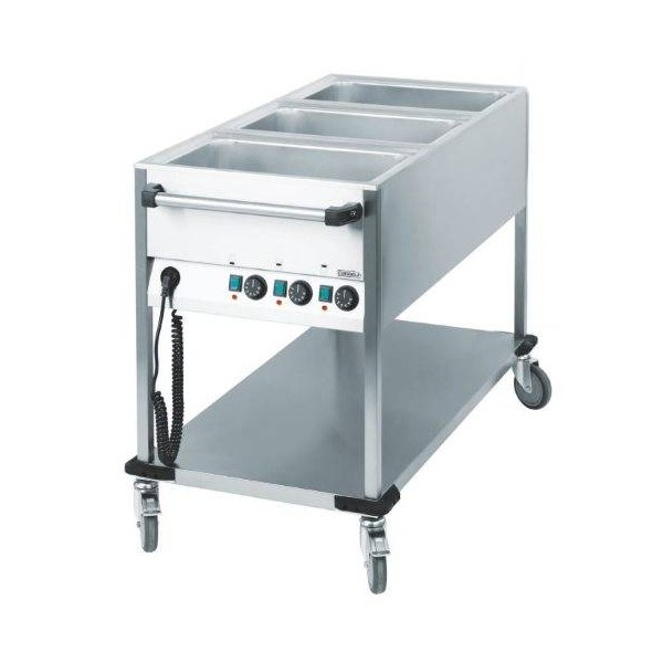 Chariot bain-marie professionnel 3 cuves GN1/1