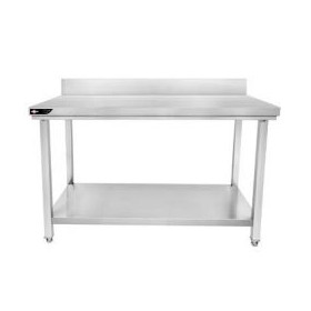 Table inox adossée 1000x600x950 mm avec étagère